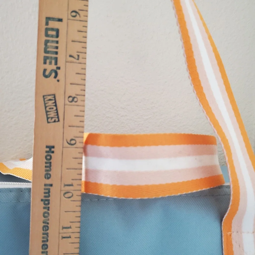 Aldi Insulated Cooler Tote Bag Light Blue Orange Striped Large Grocery Picnic